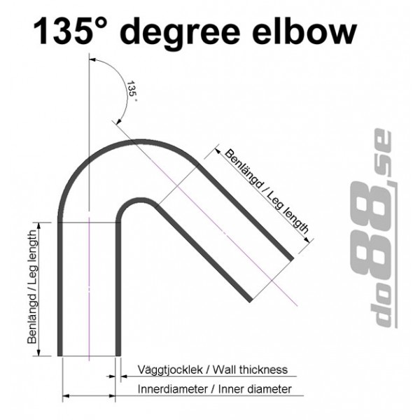 Silikonslang svart 135 grader 1 - 1,5'' (25-38mm) 